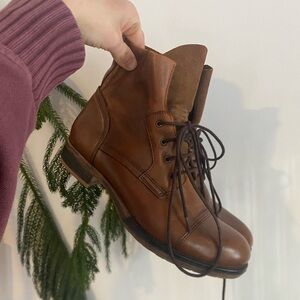 Minelli genuine leather brown lace up boots